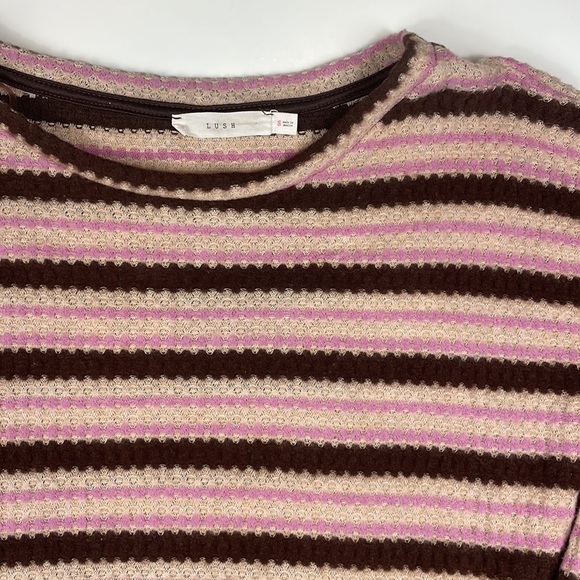 Lush > Pink Waffle Striped Sweater Small - Picture 4 of 9